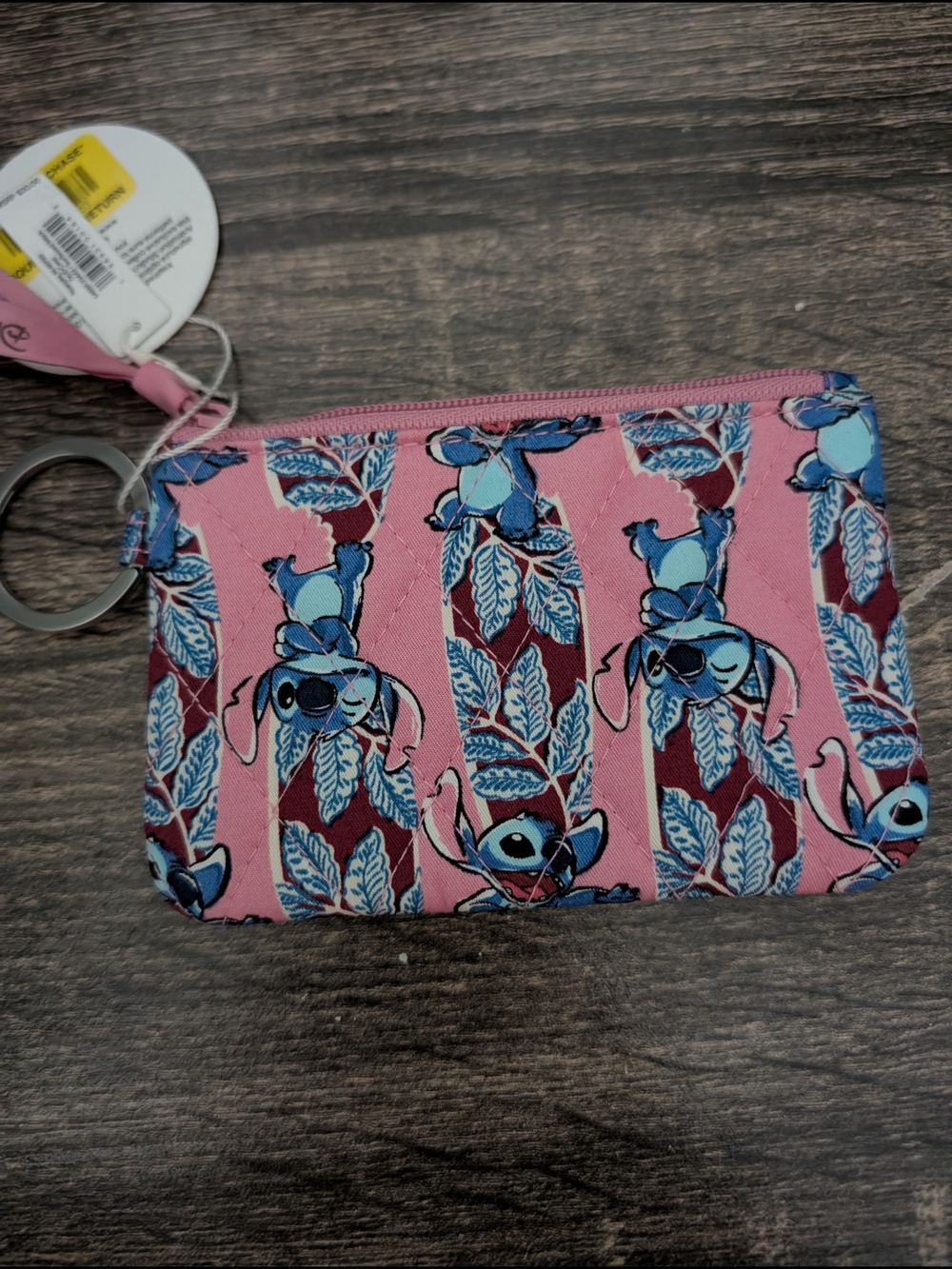Vera Bradley Pink Blue Stitch Pattern Key & Card Holder - Picture 4 of 4